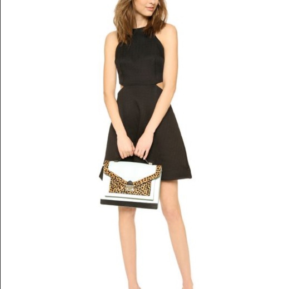 Club Monaco Taiki Mini Dress Black Cutout Waist 00